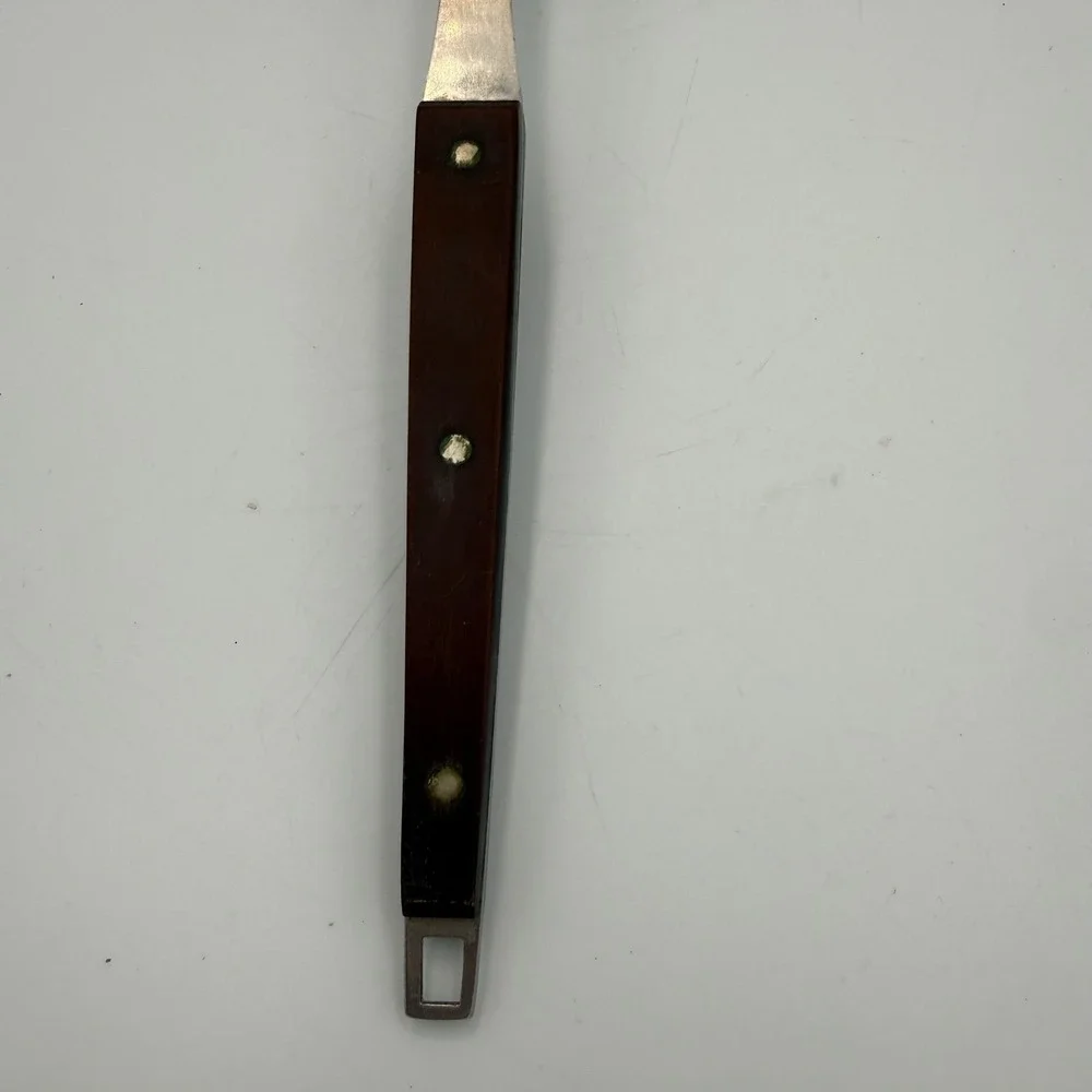 Vintage Ekco Classic Slotted Spatula Stainless USA Wood Handle Nylon Turner 12in